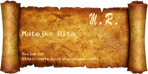 Matejko Rita névjegykártya